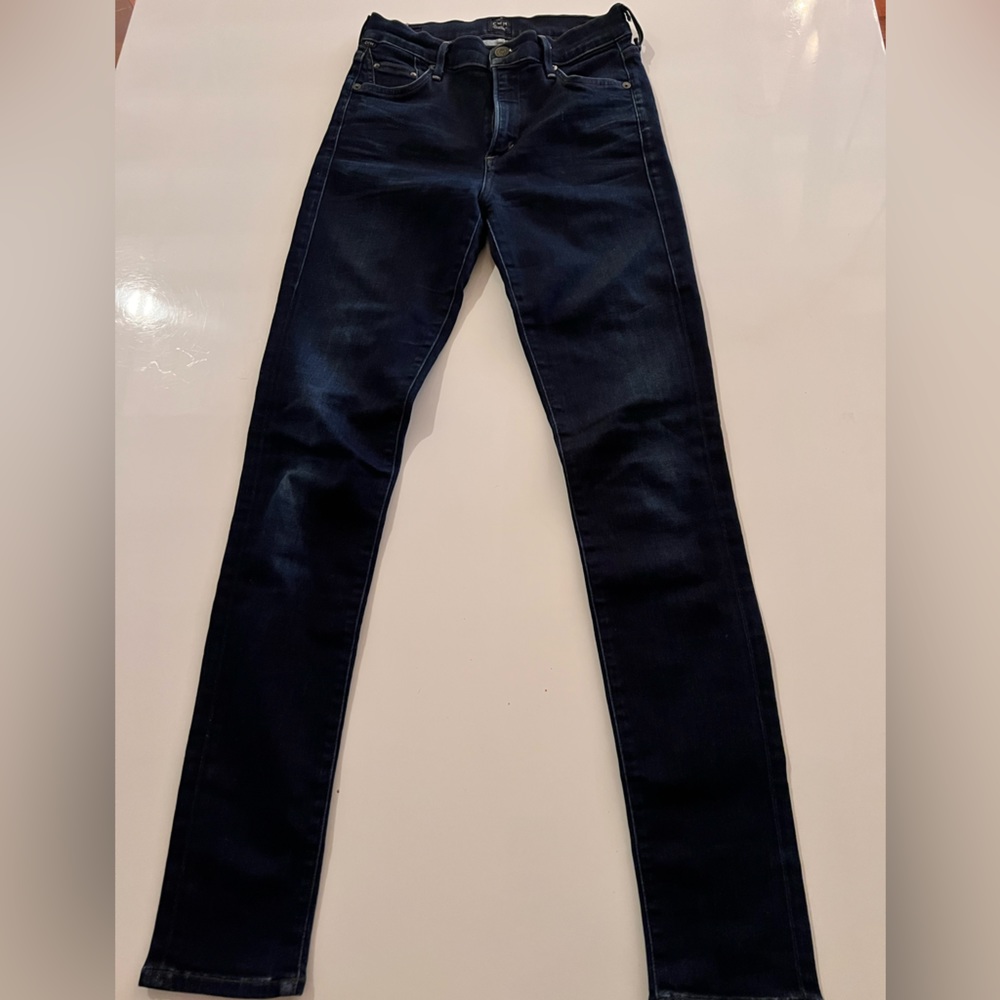 Citizens of Humanity dark wash high rise skinny jeans.